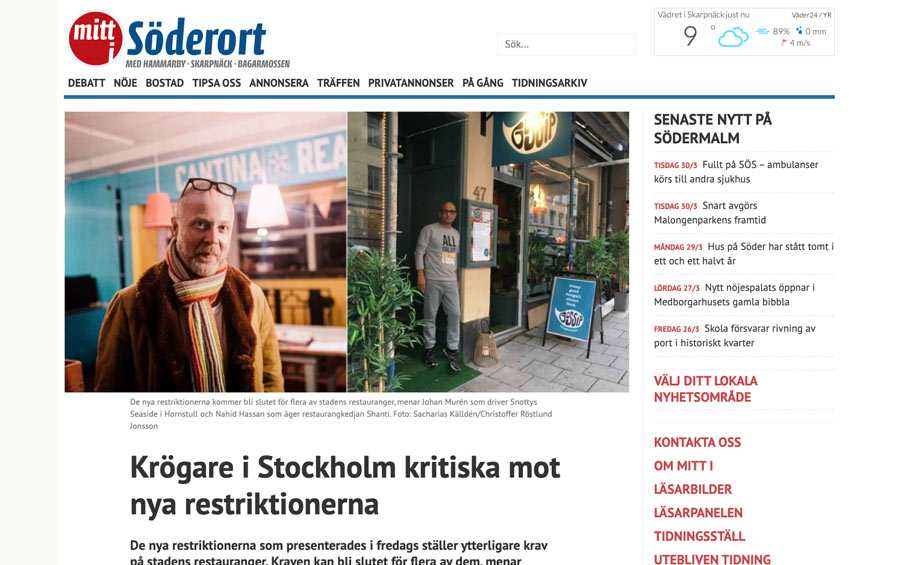 Mitt i: Krögare i Stockholm kritiska mot nya restriktionerna